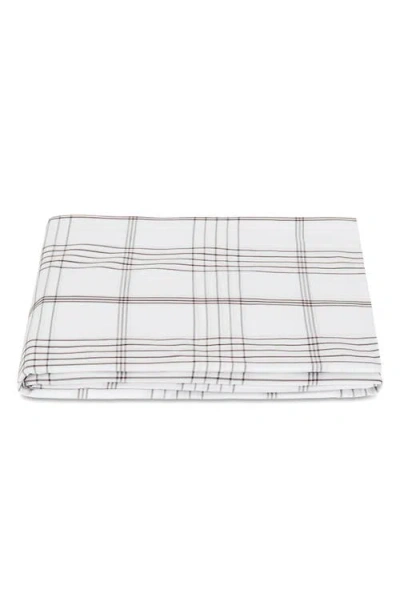 Matouk August Plaid 500 Thread Count Fitted Sheet In White