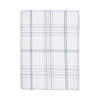 Matouk August Plaid Flat Sheet, King In Blue