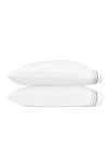 Matouk Axel Set Of 2 Embroidered Pillowcases In Blue