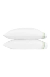 Matouk Axel Set Of 2 Embroidered Pillowcases In Green