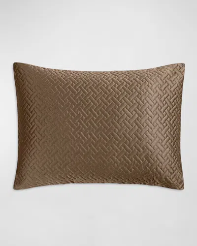 Matouk Basketweave Quilted Boudoir Sham In Brown