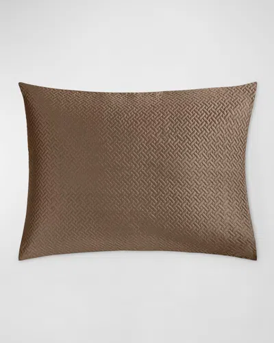 Matouk Basketweave Quilted King Sham In Brown