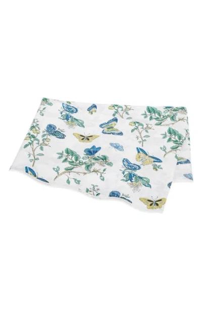 Matouk Baudin Butterfly 500 Thread Count Percale Cotton Flat Sheet In Prussian Blue