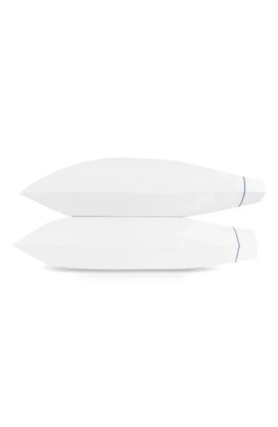 Matouk Bergamo Set Of 2 500 Thread Count Cotton Percale Pillowcases In Blue