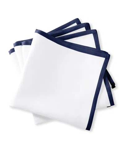 Matouk Casual Couture Border Napkins, Set Of 4 In Blue