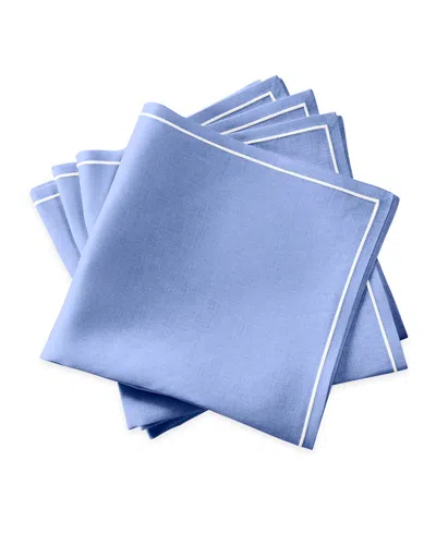 Matouk Casual Couture Satin Stitch Napkins, Set Of 4 In Sky Blue