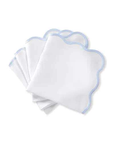Matouk Casual Couture Scallop Napkins, Set Of 4 In Ice Blue