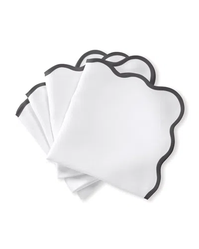Matouk Casual Couture Scallop Napkins, Set Of 4 In Smoke Grey