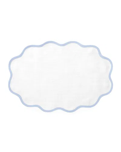 Matouk Casual Couture Scallop Placemats, Set Of 4 In Ice Blue