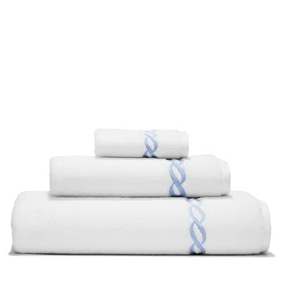 Matouk Classic Chain Milagro Washcloth - Exclusive In White/blue