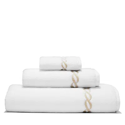 Matouk Classic Chain Milagro Washcloth - Exclusive In White/sand Beige