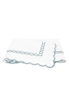 Matouk Classic Chain Scallop 600 Thread Count Flat Sheet In Hazy Blue