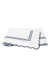 Matouk Classic Chain Scallop 600 Thread Count Flat Sheet In Navy