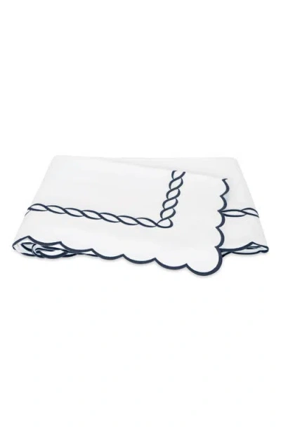 Matouk Classic Chain Scallop 600 Thread Count Flat Sheet In Navy