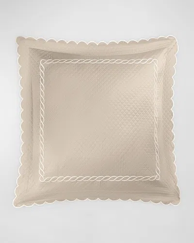 Matouk Classic Chain Scallop Matelasse Euro Sham In Dune/bone