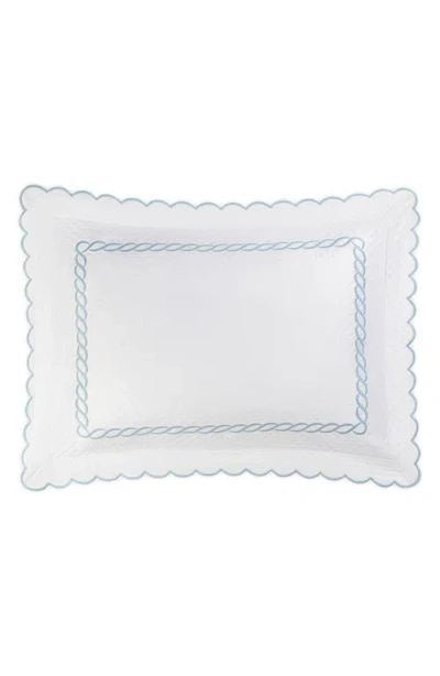 Matouk Classic Chain Scallop Matelassé Pillow Sham In Light Blue