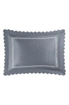 Matouk Classic Chain Scallop Matelasse King Sham In Steel Blue/bone