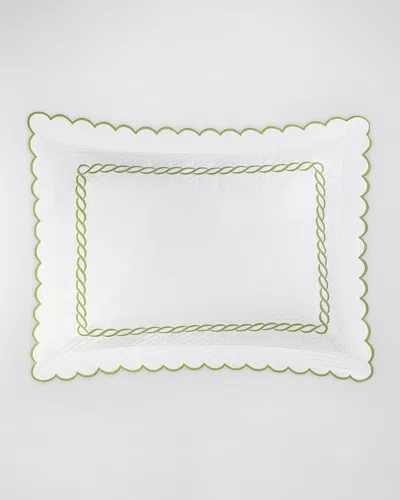 Matouk Classic Chain Scallop Matelasse Standard Sham In Spring Green