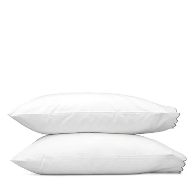 Matouk Dakota Percale Standard Pillowcase, Set Of 2 In Silver