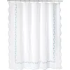 Matouk Daphne Linen Shower Curtain In Aqua