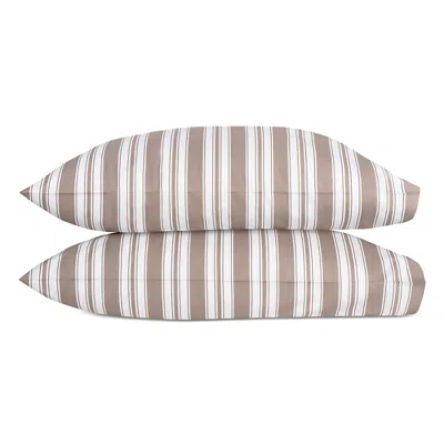 Matouk Elio Striped Pillowcase Pair, King In Brown