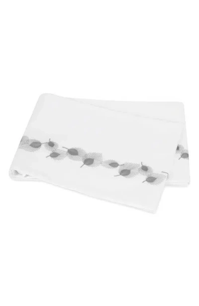 Matouk Feather Embellished 1,000 Thread Count Flat Sheet In Silver