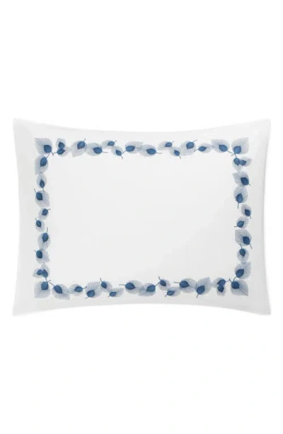Matouk Feather Embroidered Pillow Sham In Blue