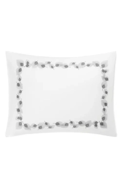 Matouk Feather Embroidered Pillow Sham In Silver