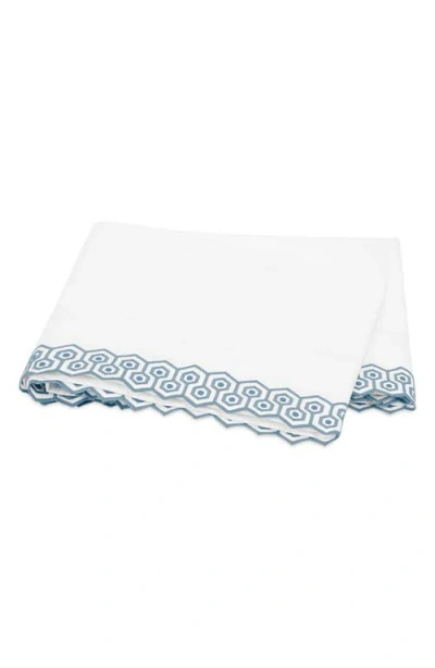 Matouk Felix 600 Thread Count Cotton Percale Flat Sheet In Blue