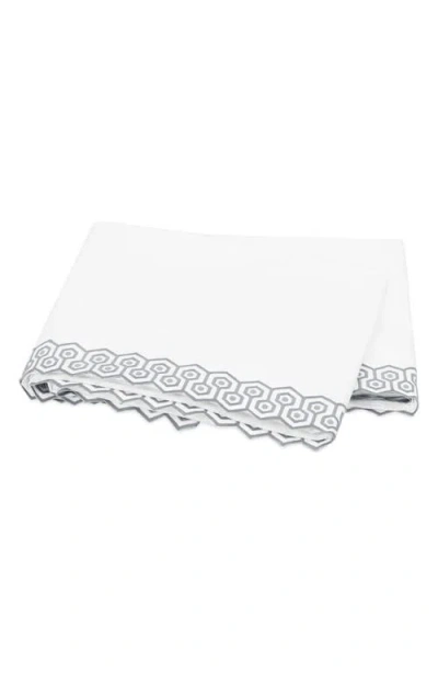 Matouk Felix 600 Thread Count Cotton Percale Flat Sheet In Silver