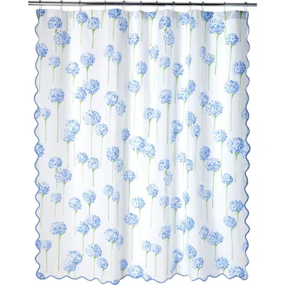 Matouk Floral Print Egyptian Cotton Percale Shower Curtain In Azure