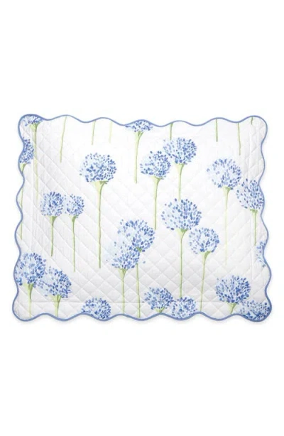 Matouk Floral Quilted Cotton Percale Sham In Azure