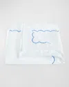 Matouk Scallops Embroidered Duvet Cover, Full-queen In White/pink