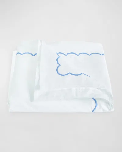 Matouk Scallops Embroidered Duvet Cover, Full-queen In White/pink