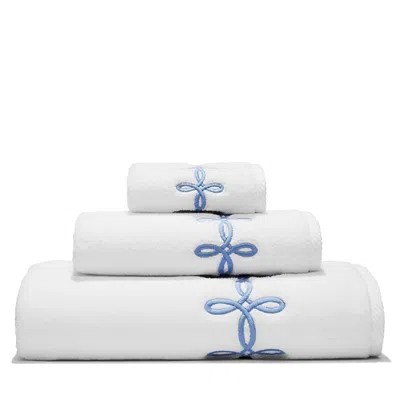 Matouk Gordian Knot Milagro Washcloth - Exclusive In White/azure Blue
