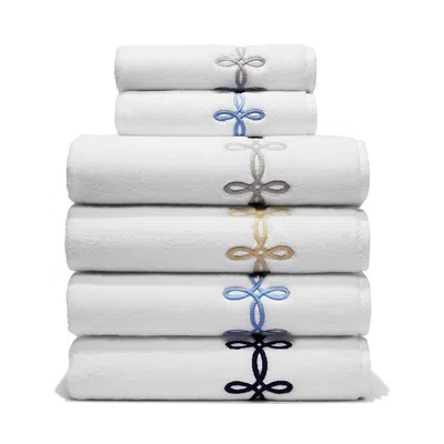 Matouk Gordian Knot Milagro Washcloth - Exclusive In White/navy Blue