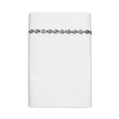 Matouk Ivins Embroidered Flat Sheet, Full/queen - Exclusive In White/silver