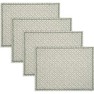 Matouk Laksha Set Of 4 Linen Placemats In Clover
