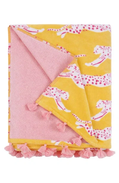 Matouk Leaping Leopard Beach Towel In Lemonade