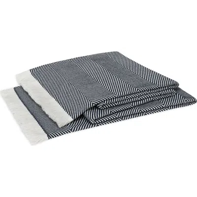 Matouk Leo Fringed Throw Blanket In Blue