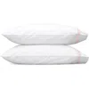 Matouk Lowell 600 Thread Count Set Of 2 Pillowcases In White/pink