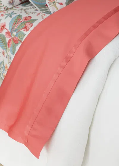 Matouk Nocturne 600 Thread Count Full/queen Flat Sheet In Coral