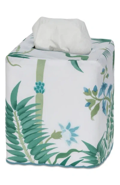 Matouk Palmyra Leaf Print Tissue Box Cover In Green