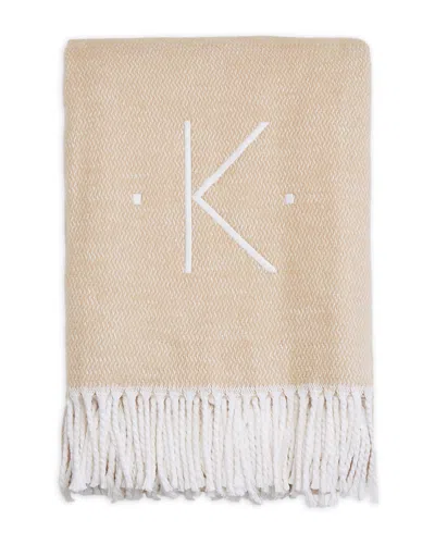 Matouk Monogrammed Pezzo Throw In Champagne K