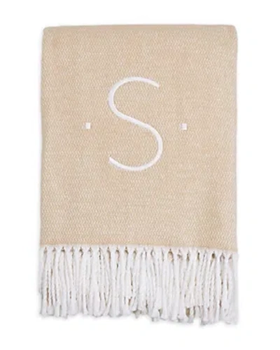 Matouk Monogrammed Pezzo Throw In Champagne S
