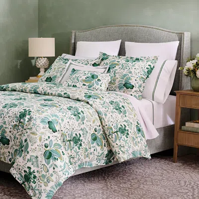 Matouk Pomegranate Linen Duvet Cover, Full Queen - Exclusive In Green