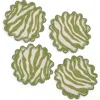 Matouk Regine Set Of 4 Linen Zebra Stripe Linen Cocktail Napkins In Green