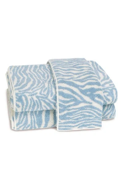 Matouk Regine Zebra Stripe Cotton & Linen Bath Towel In Blue