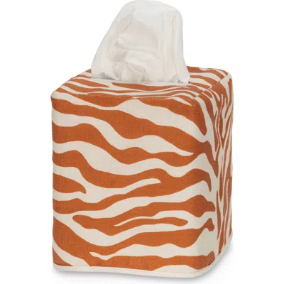 Matouk Regine Zebra Stripe Tissue Box Cover In Orange