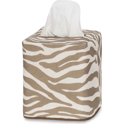 Matouk Regine Zebra Stripe Tissue Box Cover In Brown